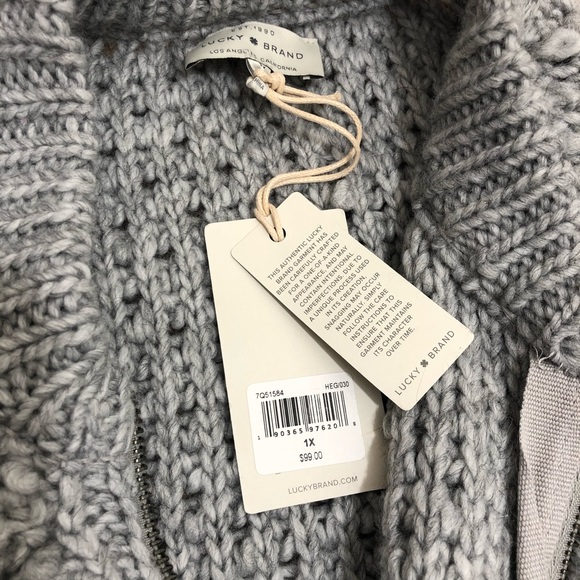 Lucky Brand Gray Cozy Faux Teddy Chunky Sweater - Picture 3 of 8